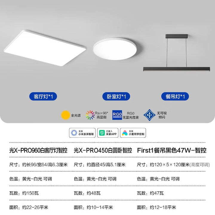 欧普照明欧普First1全光谱护眼一字长条餐吊灯高显色智慧光智能读 B2全光谱+智控1室2厅【图片 价格 品牌 报价】-京东