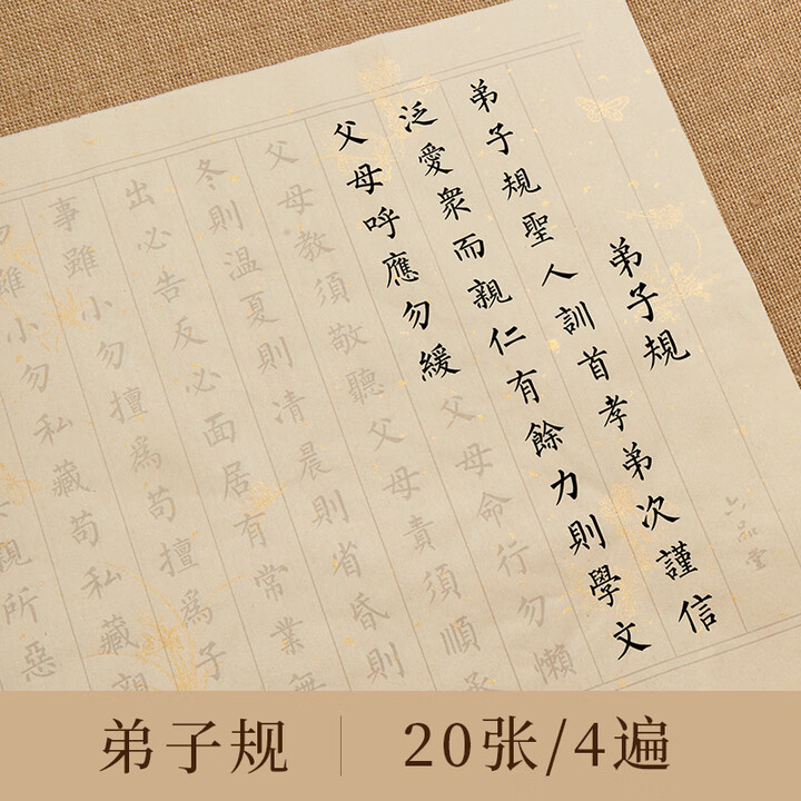 JCZS小楷毛笔临摹字帖国学滕王阁序千字文兰亭序初学者入门书法专用楷书练字帖成人软笔毛笔字练习纸静 弟子规 20张/4遍 静心练字全套(红木 ...