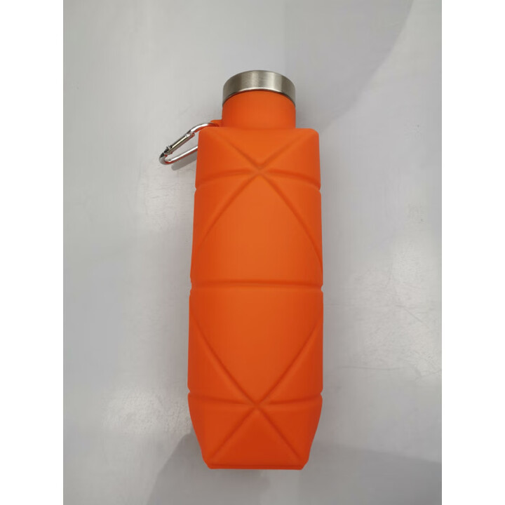 立始不锈钢盖折叠杯 700ml户外运动硅胶杯口袋便携水壶 桔色 700ml