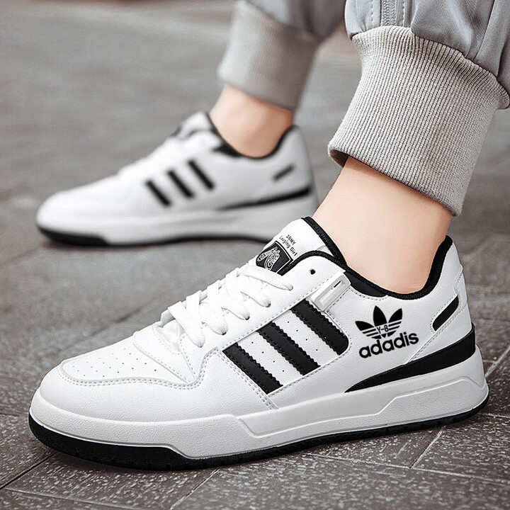 品牌断码男鞋板鞋男女情侣经典板鞋小白鞋皮面防水系带运动鞋男鞋 白黑AD520 男款 38【图片 价格 品牌 报价】-京东