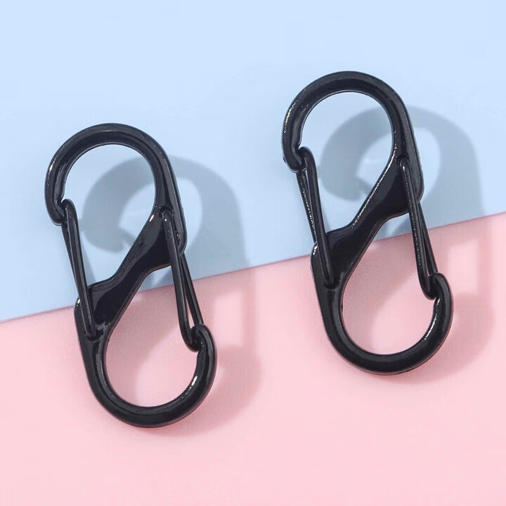 糜鸿（MIEHONE）双向卡扣双头防盗s扣弹簧扣锌合金户外8字扣包包快挂钩箱包钥 [黑色]防盗S卡扣*4个装