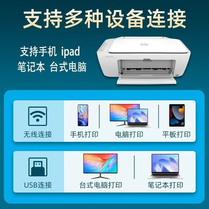 HP POCKET PLAYLIST惠普二手HP2132彩色家用打印机可连手机无线复印扫描一体机学生 升级版无线WIFI链接手机+电脑打 套餐三黑色+彩色墨盒