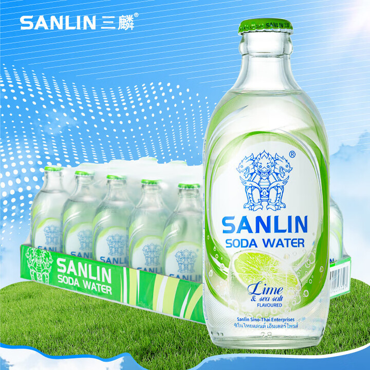 SANLIN三麟苏打汽水335ml*24瓶海盐白桃柠檬无糖气泡汽水饮料整箱 青柠海盐味 335mL*24瓶【图片 价格 品牌 报价】-京东