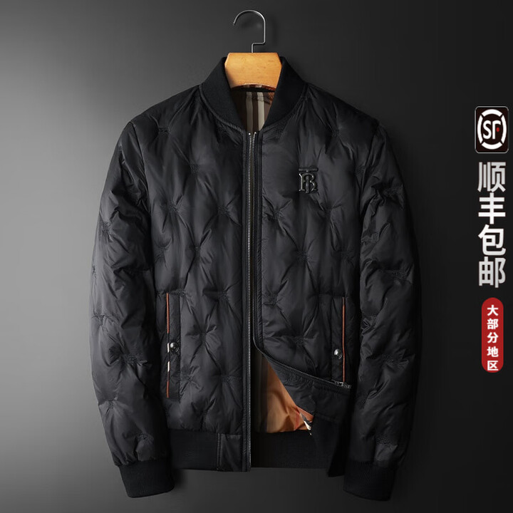 B PRORSUM巴宝莉欧货潮牌男士冬季新款轻薄立领保暖棒球领夹克外套休闲风 黑色 M【图片 价格 品牌 报价】-京东
