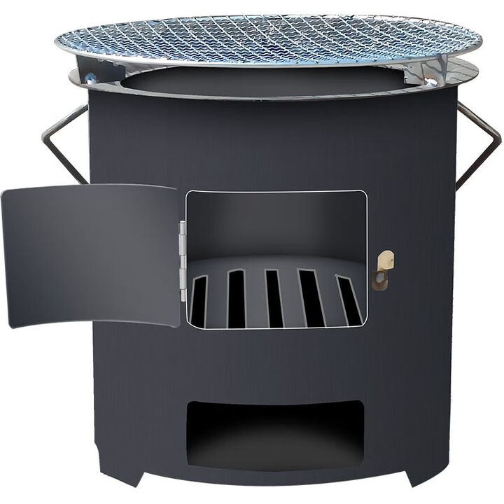 户外烤火炉烧烤围炉引火点碳桶多功能木炭炉露营野外炊具柴火炉 多功能炭火炉 烧烤+火锅/烤火/围炉煮茶 一炉多用/35公分/特厚钢+超大烤网5件礼