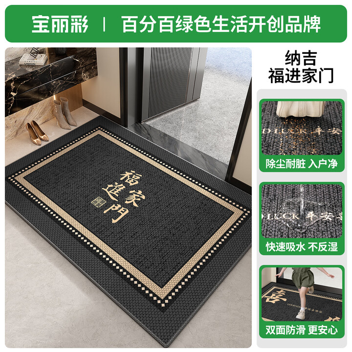 宝丽彩高级感入户门地垫进门脚垫家用玄关地毯耐脏门口除尘耐磨防滑垫子 波斯鹿绒-纳吉-福进家门 120*120cm【防滑纹理 稳如磐石】【图片 ...