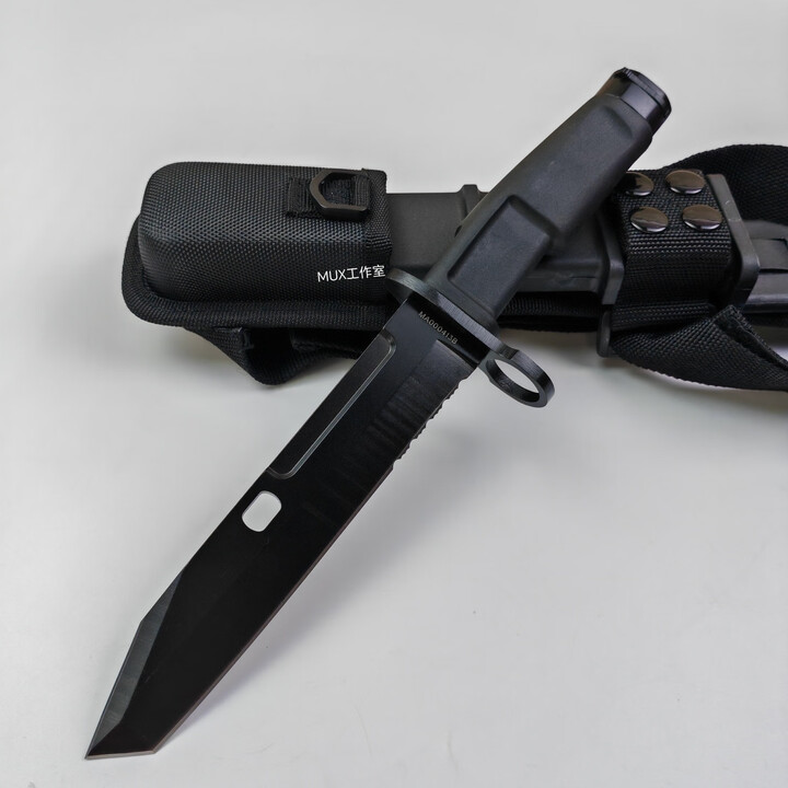 极端武力支点意大利户外战术直刀高硬度D2钢野外便携防身小刀 支点黑刃 极端武力支点阿富汗【战术半齿】