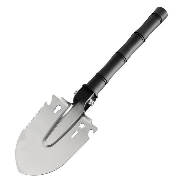 柏潮户外露营工兵铲多功能折叠式钓鱼车载防身兵工铲野外探险铁锹铲子 黑柄长款兵工铲【1把装】