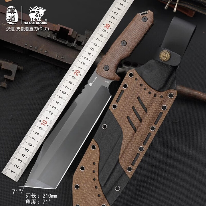 汉道支援者DC53钢锋利高硬度DLC膜层丛林开路野外开山排障砍柴刀 DLC膜层