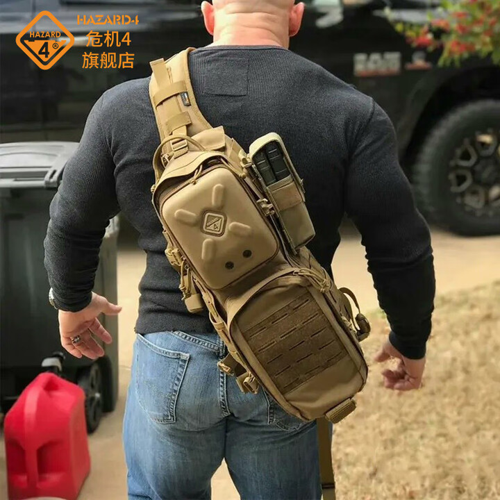 危机4计划B战术背包探险旅游斜跨单肩包户外野营包新款组合式单肩背包 狼棕色
