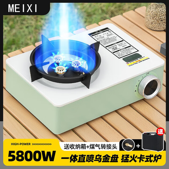 skingcond德国防风卡式炉家用大火力户外便携式庭院露营炊具卡磁炉燃气炉灶 5.8kw薄荷绿【升级款】+赠手提箱