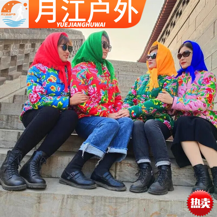 艾格辰东北大花布头巾农村彩色拍照头巾包额头巾妇女老太太头巾老 麦绿色