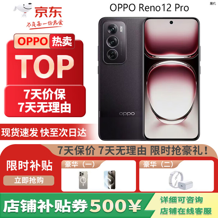 OPPOReno12 Pro 小直屏安卓Live图 天玑9200+智能 AI影像拍照展机手机 Reno12 Pro 乌木黑 16GB+512GB 单机+第三方充电器+店保一年