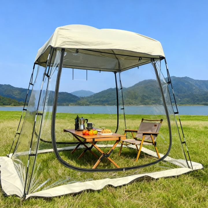 篷爸爸庭院透明阳光房户外聚会移动空间挡风防寒晒太阳保暖含防雨罩 卡其色含防雨罩