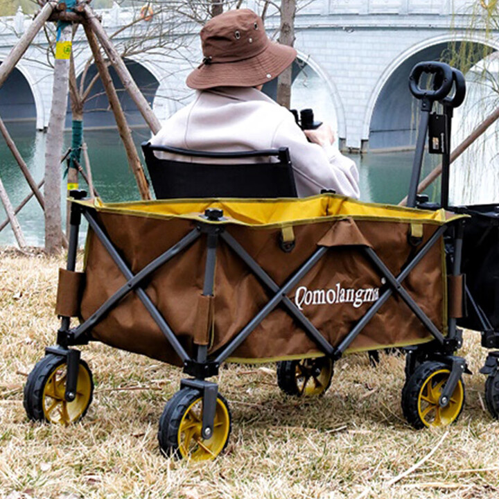 QOMOLANGMA珠穆朗玛营地车露营车户外折叠手推车野营郊游烧烤野餐 Qomolangma_QA5K咖色轻型露营车