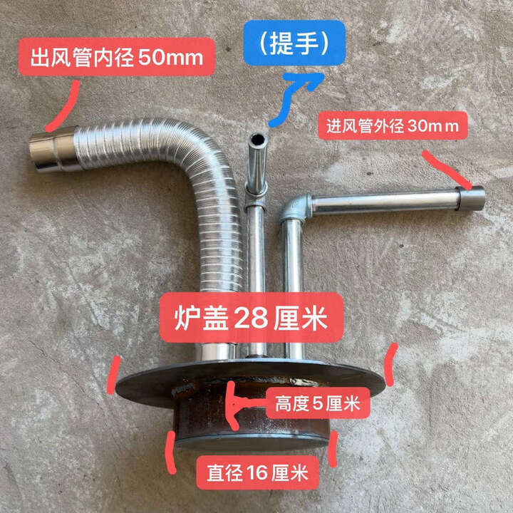 高温热风炉盖机家用吹暖气节能新款改装 炉盖28厘米炉胆16厘米（没有鼓风机）