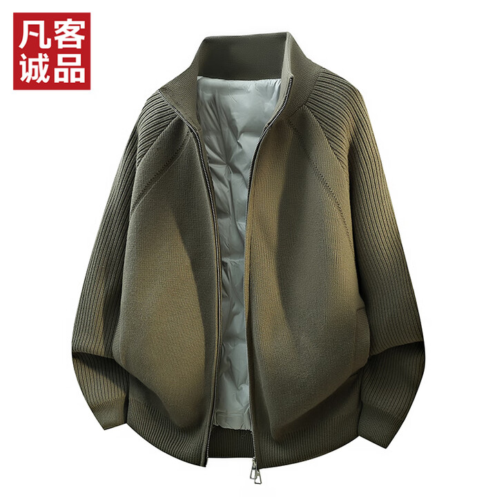 凡客诚品(VANCL)凡客诚品高档毛衣立领鸭绒秋冬保暖羽绒服外套户外休闲针织衫 军绿色 2XL【图片 价格 品牌 报价】-京东