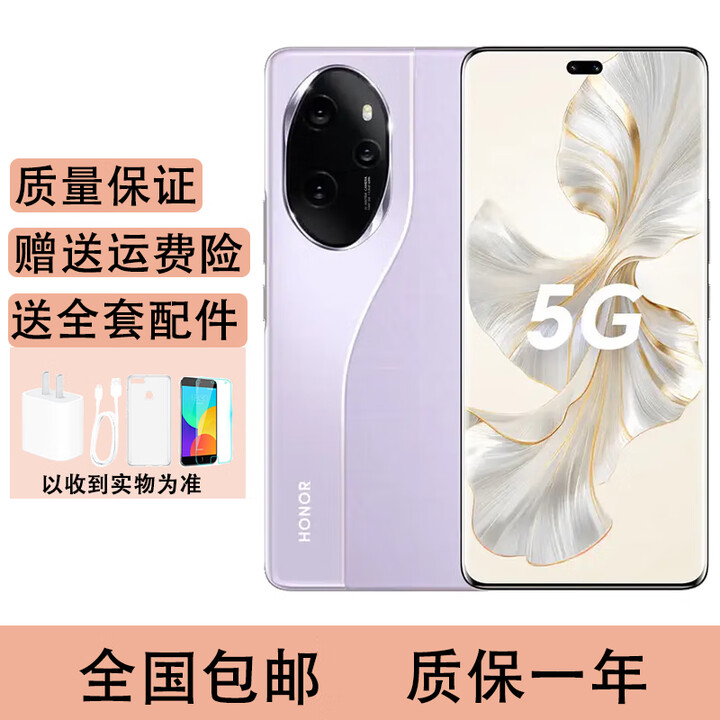 荣耀（HONOR）100 Pro  第二代骁龙8+旗舰芯片绿洲护眼屏快充 5G手机 莫奈紫 12GB+256GB 单机+第三方品牌充电器+店保1年