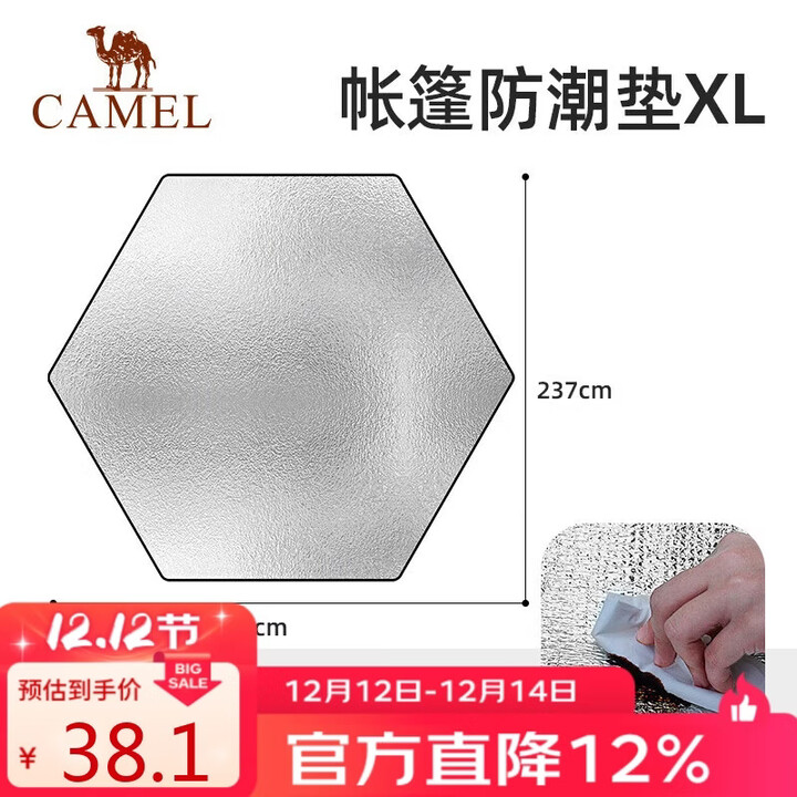 骆驼户外露营防潮垫便携野餐布地垫坐垫音乐节沙滩垫加厚XL 银色