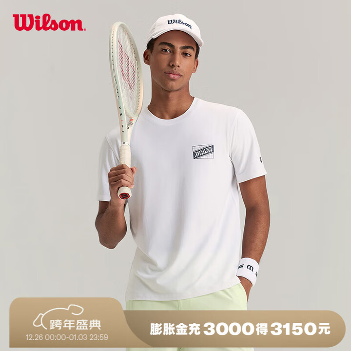威尔胜(Wilson)官方夏季男士GRAPHIC透气运动短袖轻盈T恤网球服 亮白色-WM00009511WTA M /175/96A【图片 ...