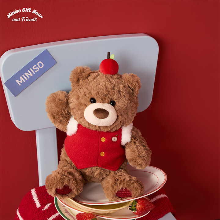 【名创优品(MINISO)毛绒公仔】名创优品(MINISO)吉福特熊苹安柿福坐姿公仔毛绒玩偶儿童玩具娃娃抱枕生日礼物女【行情 报价 价格 评测】-京东