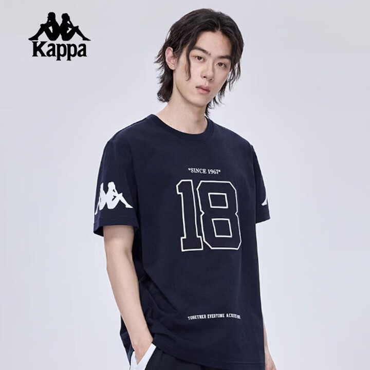 卡帕(Kappa)背靠背男女同款夏季新款休闲运动半袖上衣宽松短袖T恤衫KPCJBTD13 暗夜蓝黑-906 2XL【图片 价格 品牌 报价】-京东