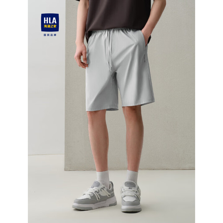 hla海澜之家休闲中裤男宽松速干中腰五分裤男夏季