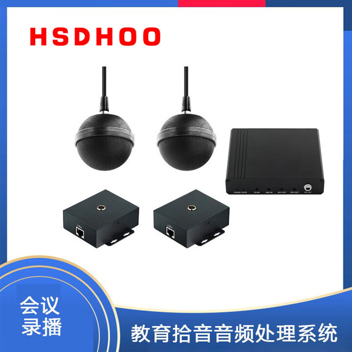 华视动狐华视录播室数字吊麦全向拾音麦收音麦克风录播室拾音麦会议室拾音器球形麦全向拾音麦音频处理系统 [录播吊麦套装]
