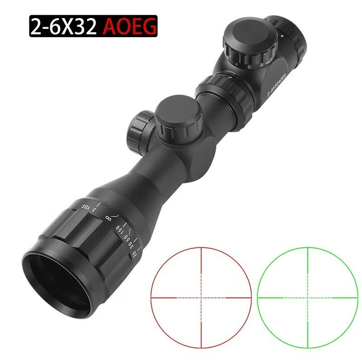 突鹰全息十字瞄镜3-9倍狙镜高清抗震光学镜瞄准上下左右可调4倍8倍镜 2-6x32AOE 20MM皮轨
