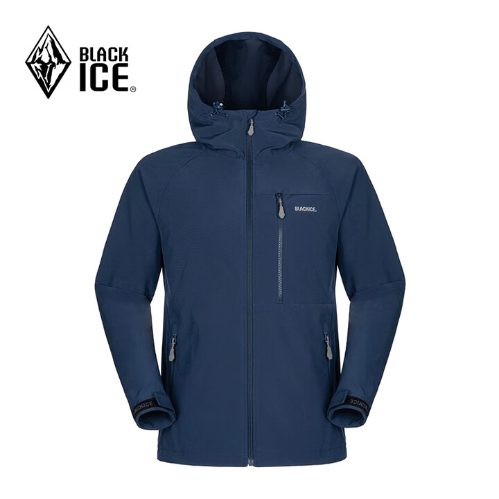 黑冰（BLACKICE）男士户外运动登山徒步防风保暖连帽软壳...