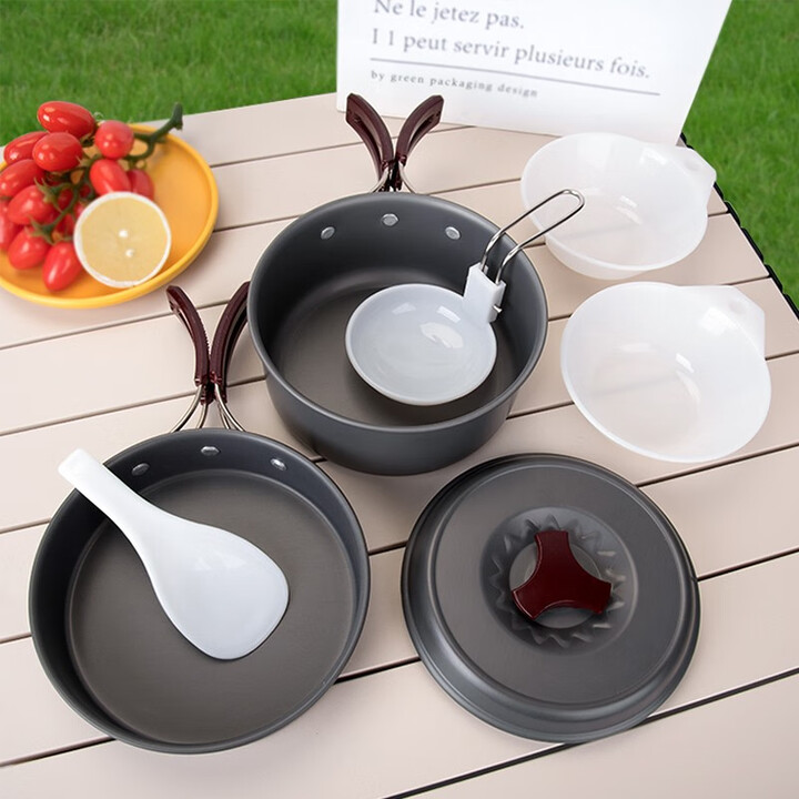 纵贯线（Seashore）野营套锅户外用品带煎锅野餐便携全套锅露营套装户外锅具 野餐套锅 YC-01