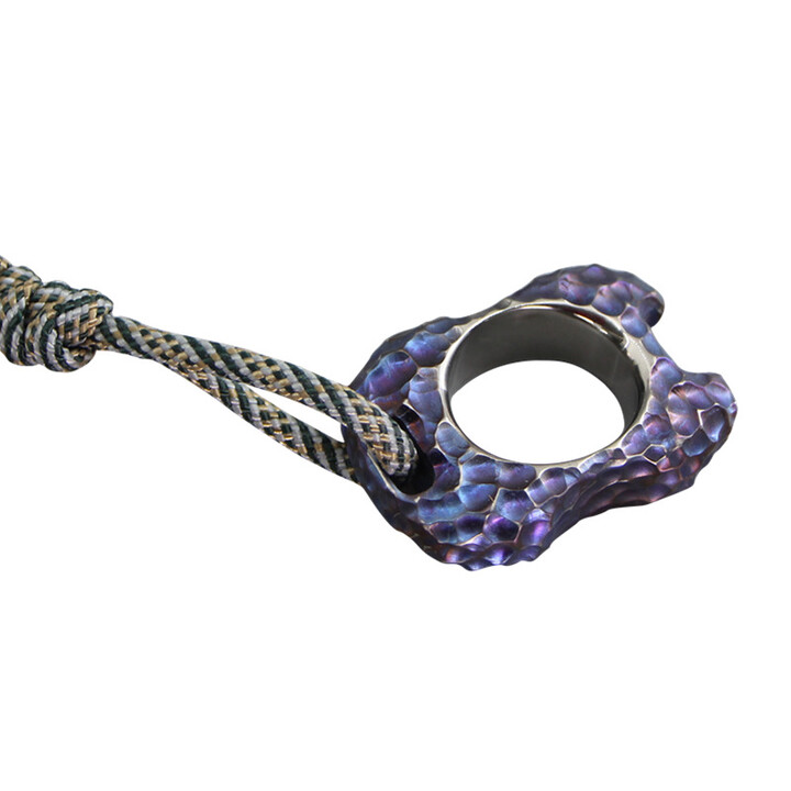 战术虎纯钛指虎钛合金虎指开瓶器烧蓝工艺户外防身多功能工具陨石坑面随身携带手作工具男士个性EDC装备