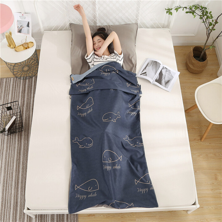 偲睿旅行户外出差便携隔脏防脏韩棉睡袋床单宾馆酒店卫生内胆单人双人 鲸鱼灰单人120x220