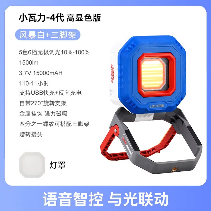 LOVORK乐沃可营地灯小瓦力4代PRO多功能磁吸充电露营灯防水超亮应急灯 新款限定】小瓦力四代-pro风暴白