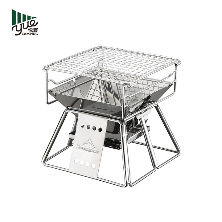 CAMPINGMOON柯曼烧烤炉户外野营家用便携不锈钢折叠烧烤架木炭烤炉烤架 X-MINI 小号 轻型折叠烧烤炉