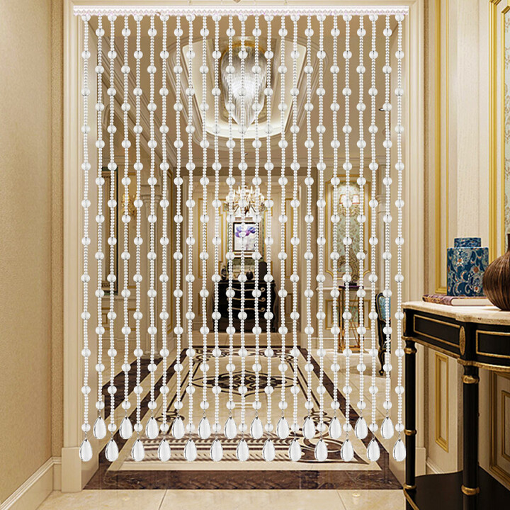 珍珠门帘水晶珠帘客厅隔断帘玄关厕所免打孔门帘子欧式家用装饰过道帘