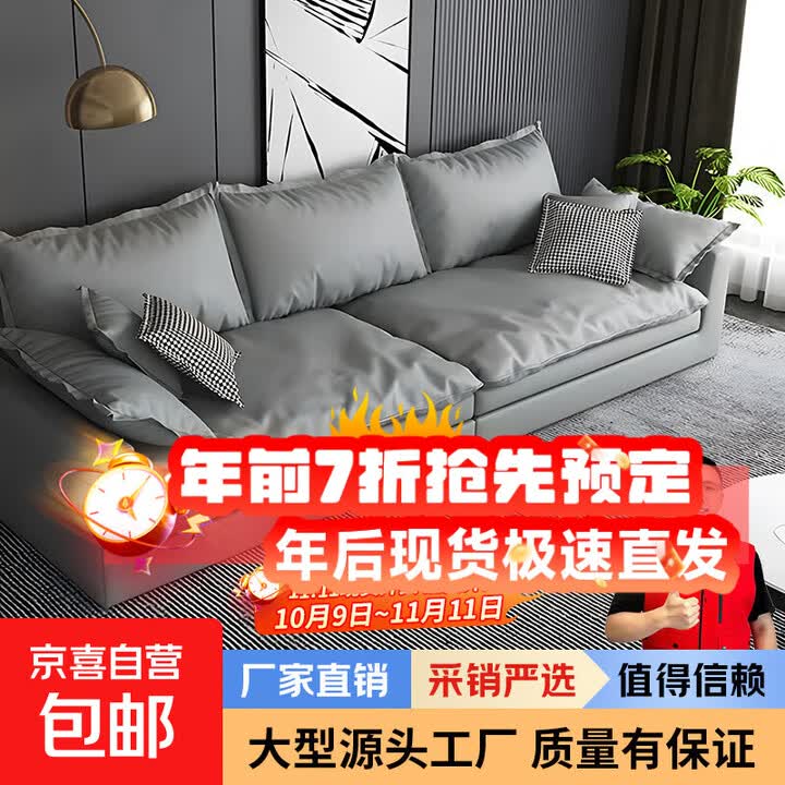 科技布沙发客厅家用小户型现代简约公寓出租房直排双三人布艺沙发 浅灰色【纳米科技布】-送货上门 单人位 110cm 【乳胶颗粒款】【图片 价格 ...