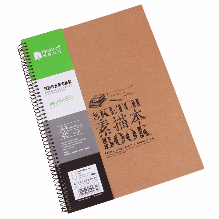 玛丽A4牛皮线环素描本速写本涂鸦本110g纸张空白本子白卡绘画本 A3-40页硬