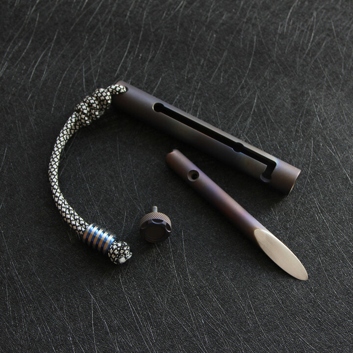 TC4钛合金酷棍户外防身车载破窗纯钛工具战术笔钛茶拆卸便携多功能工具全钛材质把玩品钛挂坠EDC