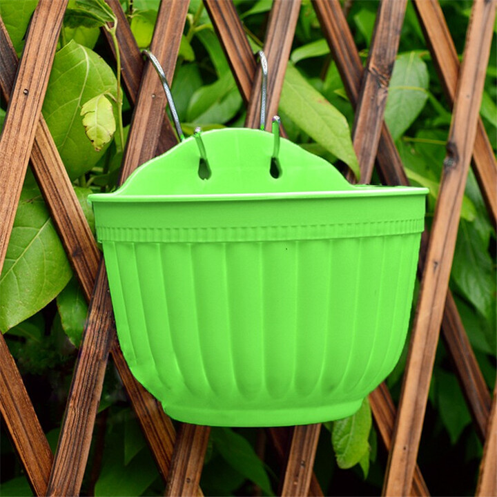 冰秋 壁挂花盆 阳台垂吊吊兰花盆 多肉绿萝挂钩 花盆 绿色 小号