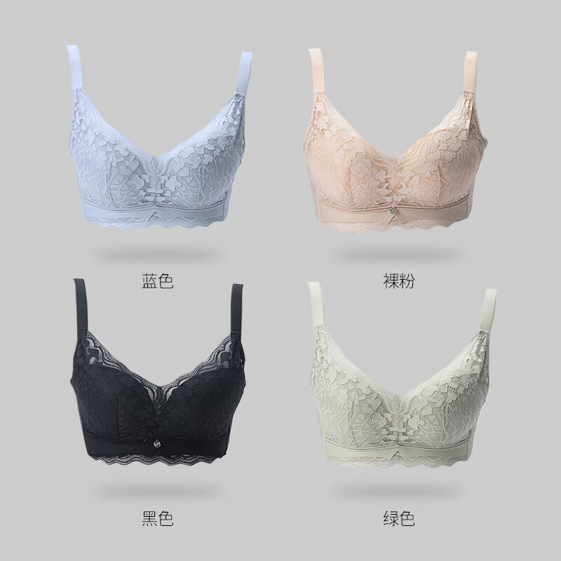 TUORen驼人康君内衣性感蕾丝女士文胸抗菌聚拢无钢圈舒适送女友浪漫礼物 雅黑 XL【85A-80B-80C】