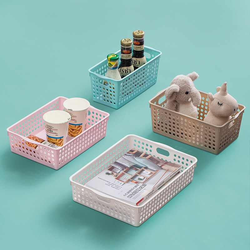 茶花（CHAHUA）茶花收纳筐厨房蔬菜水果筐果蔬收纳整理筐文具收纳盒收纳筐小号2898 蓝色4个装-2898
