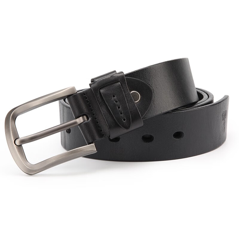 恒源祥（HYX）皮带男士真皮针扣腰带纯男中年青年休闲男式牛皮年轻人裤带 黑色