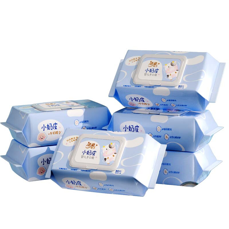 洁柔婴儿湿巾 亲肤小奶皮80片*6包 细滑无刺激 宝宝手口专用