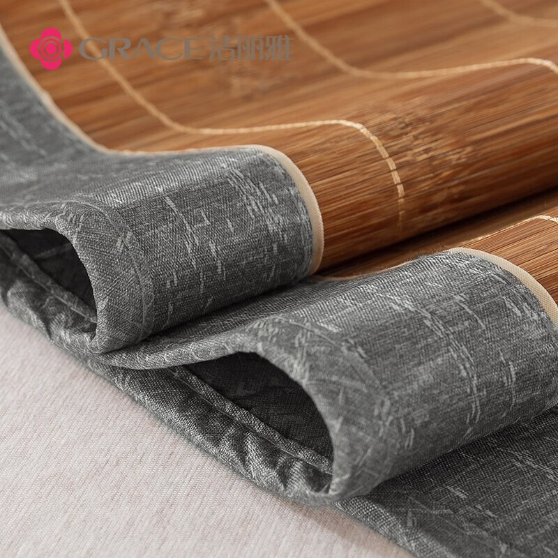 洁丽雅（Grace）凉席竹席1.8米床清凉席子竹凉席两用折叠式180*200cm (不含枕席)