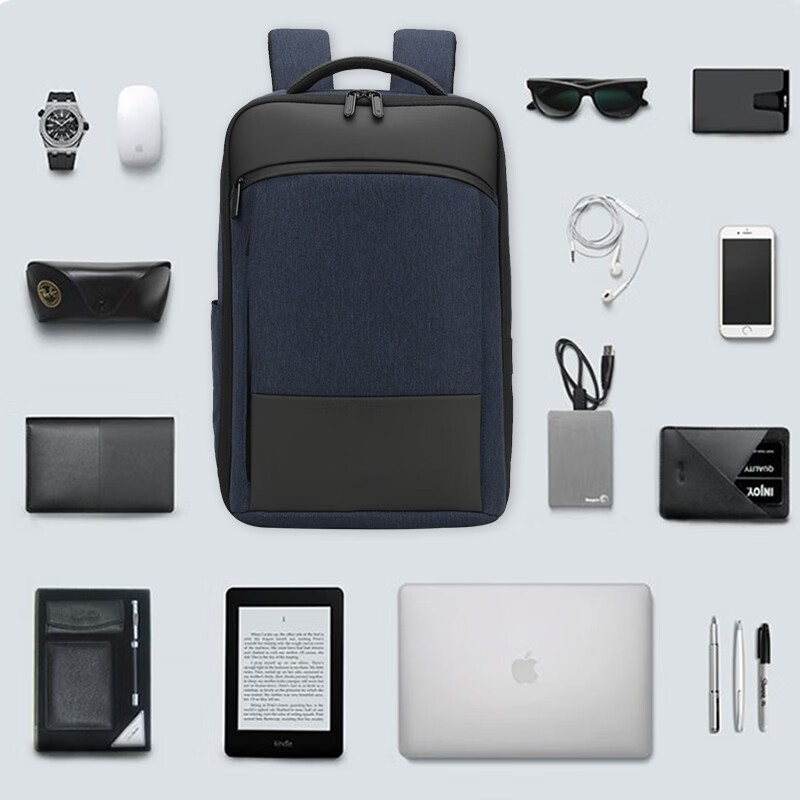 恒源祥（HYX）商务通勤双肩包男士大容量旅行包电脑背包时尚潮流大学生书包 黑色