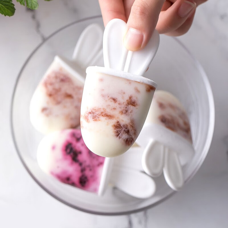 茶花 奇趣兔耳冰棒模 冰淇淋冰块家用冰糕冰激凌冰棍可爱自制模具 红色