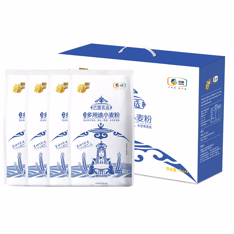 福临门中粮巴盟优选多用途小麦粉礼盒1kg*4
