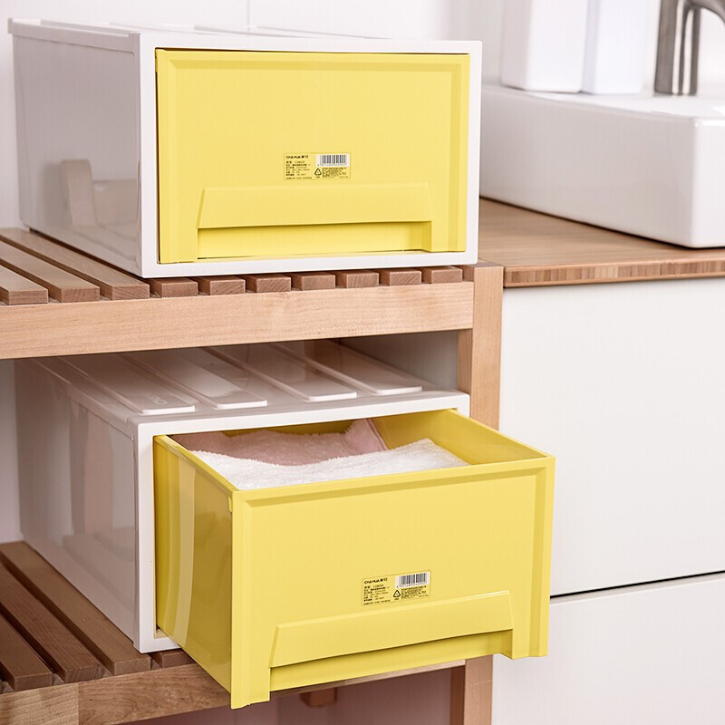 茶花（CHAHUA）茶花抽屉收纳柜塑料收纳箱 【三只装】马卡龙粉 3层装