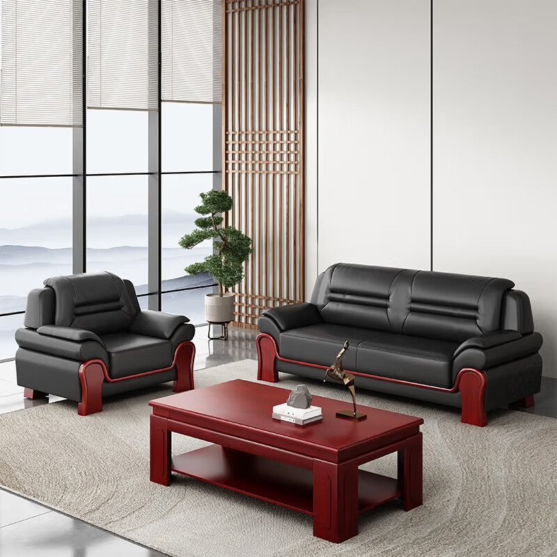 臻远 ZYJJ-80272办公室沙发简约商务沙发茶几组合休闲沙发 牛皮单人位